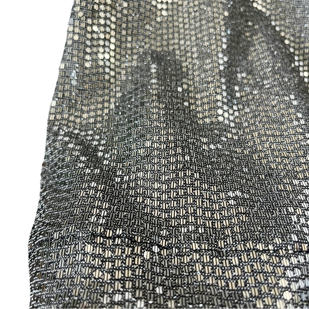 Forever 21 Size XS Silver Disco Sequin Mesh Flare Leg Pull On Retro Pants - Picture 3 of 5